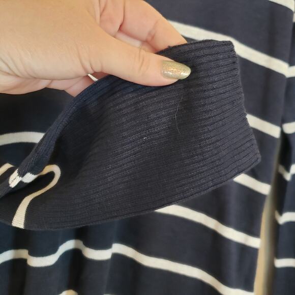 Chaser Vineyard Blue And White Striped Vent Open Back Crewneck Sweater Women's M - Picture 7 of 7